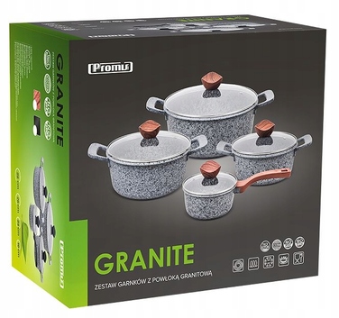 Набір алюмінієвих каструль та сковорідок Promis GRANITE, 10 предметів