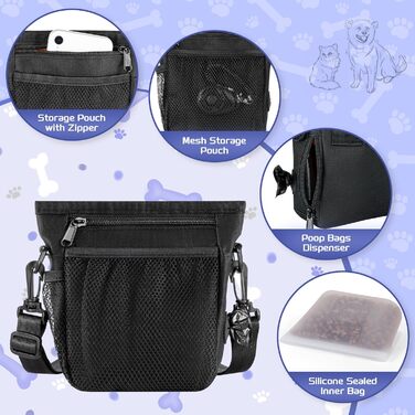 Набір для собак Leckerlibeutel: сумка для ласощів, клікер, диспенсер для фекалій, сумка на пояс для корму, чорно-помаранчевий