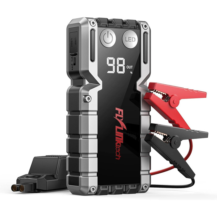 Powerbank Flylinktech CF900 для автозапуску з LCD-дисплеєм, 7000A, LED-ліхтарик, USB 3.0 (до 9.0L бензин/8.0L дизель)