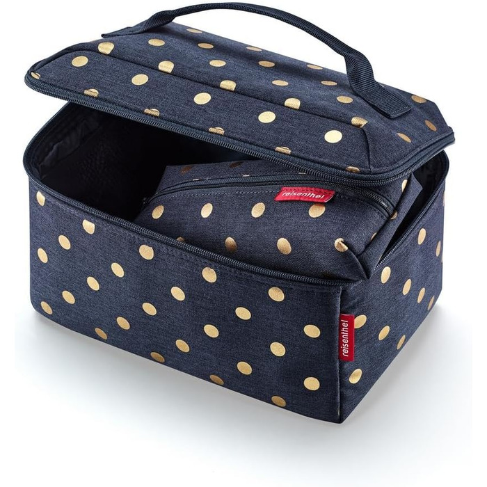 Набір косметичок reisenthel Beautycase Set: косметичка та прямокутна сумка для аксесуарів, Metallic Dots Blue (17x18x17 см та 21x8x4 см)