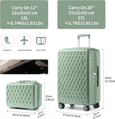 Набір валіз Sea Choice Handgepäck: 3 валізи (55/65/75 см) + косметичка, білий, з TSA-замком