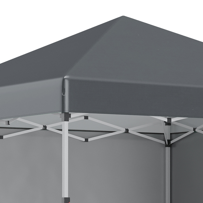 Outsunny Folding Gazebo 2.97 x 2.97 m with Side Walls, UV Protection Camping Tent, Party Tent with Sandbag, Steel Dark Gray for Garden & Terrace
