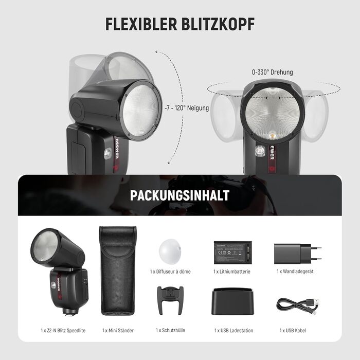 NEEWER Z2-N 2.4G TTL Speedlite для Nikon: потужний спалаж з регулюванням потужності, 76W, 2600mAh, HSS 1/8000s