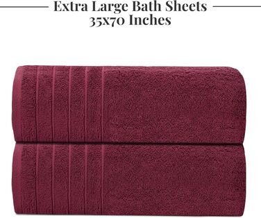 Набір рушників Tens Towels з 100% бавовни, 8 предметів: 2 великі банні рушники, 2 рушники для рук та 4 серветки, гігроскопічні та швидкосохнучі, колір бордовий (Large)