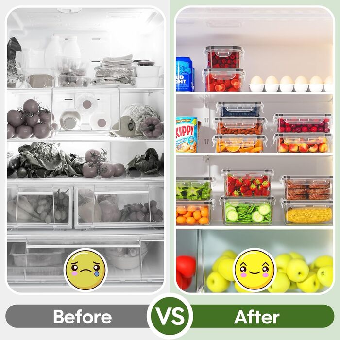 Набір контейнерів для зберігання продуктів 54 шт. з кришками, BPA-free, витікання неможливе, пластикові контейнери для кухні та комори