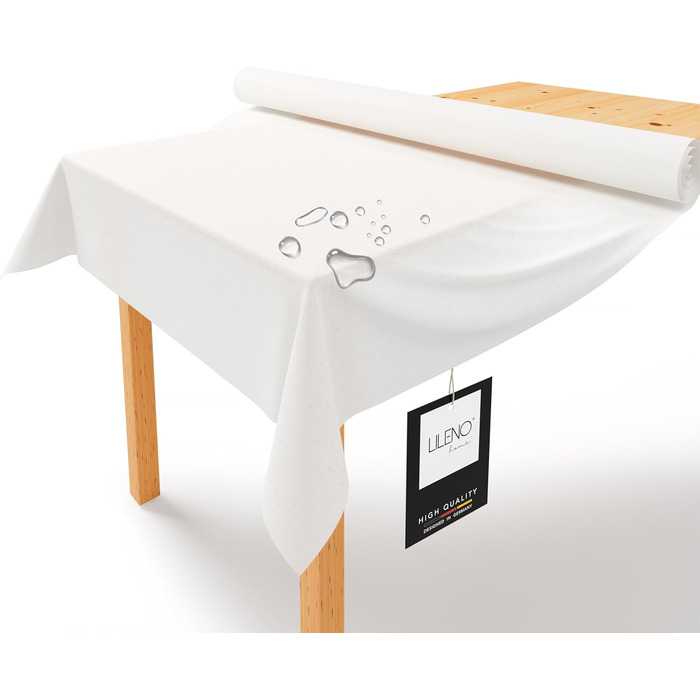 LILENO HOME Tablecloth Roll 1.10 x 25 m - White Nonwoven Tablecloth - Fabric-like, washable tablecloth as a roll, fabric roll tablecloth - Disposable paper tablecloth roll alternative