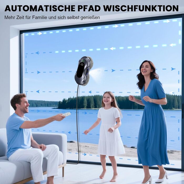 Робот для миття вікон Fensterputzroboter 2026, 6000Pa, розпилення, <65дБ, безпека, навігація, 10 серветок, для вікон/плитки, фіолетовий