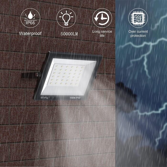 Bright LED Floodlight Outdoor, Warm White, Outdoor Floodlight, Super Bright 10000LM Floodlight, Outdoor Spotlight IP66 Waterproof, 3000K Outdoor Spotlight, Warm Floodlight for Garden, Garage, Yard (Warm White) (4pcs Warm White, 500W)