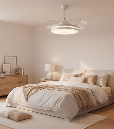 Вентилятор стельовий Bel Air Asgard 108 см з LED, DC-мотор, пульт, 3 режими, білий MINI