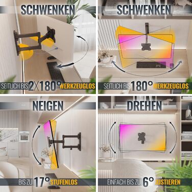 Настінне кріплення для монітора/телевізора RICOO S3911 13-34 дюйми, поворотне, VESA 75x75/100x100