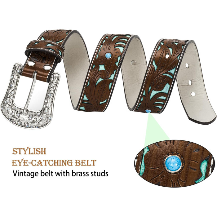 Жіночий/Чоловічий ковбойський ремінь INOGIH з регульованою пряжкою у вінтажному стилі - для джинсів, штанів, суконь. Розмір 30'-39' (107 см)