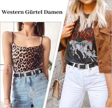 Жіночий шкіряний ремінь JasGood для джинсів та штанів. Вінтажний стиль, Західний дизайн. Розміри: M (110 см), XXL (140 см)