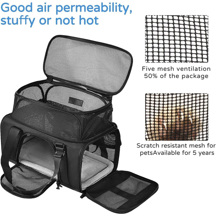 Транспортна переноска для котів та собак, що розкладається, для подорожей літаком, сірого кольору (L 45см x B 28см x H 21см)
