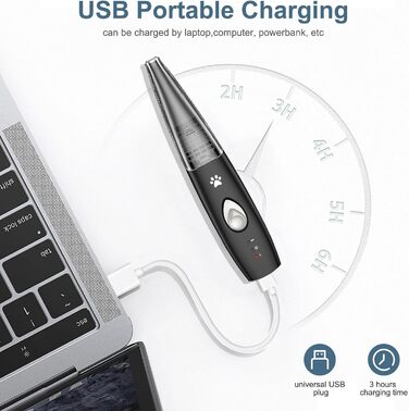 Триммер для собак 2-в-1 з пилососом, 6000 об/хв, USB, для догляду за лапами та очима, для дому та ветеринара