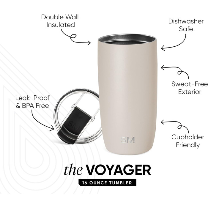 Термокружка Simple Modern Voyager 470 мл Almond Birch з кришкою | Зігріваючий нержавіючий сталевий горнятко для кави | Подарунок для жінок та чоловіків