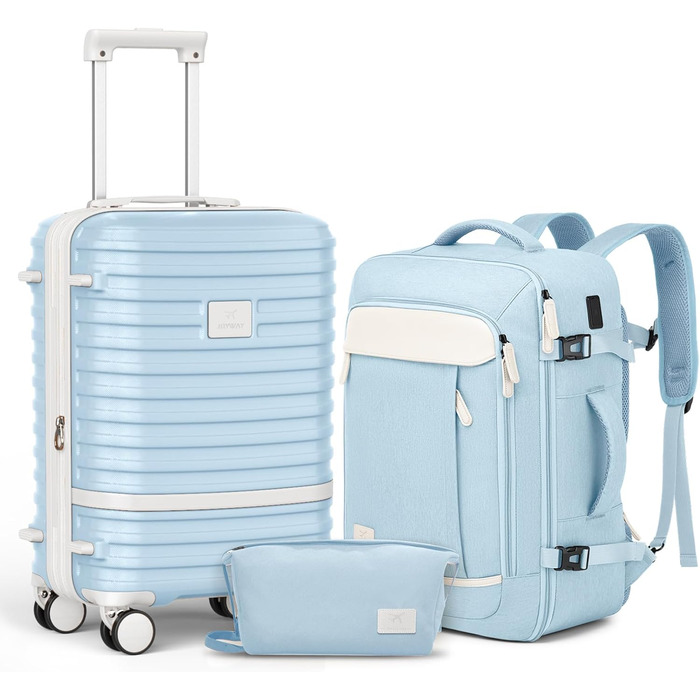 Набір ручної поклажі Joyway, розширювана валіза з TSA-замком (світло-блакитний)