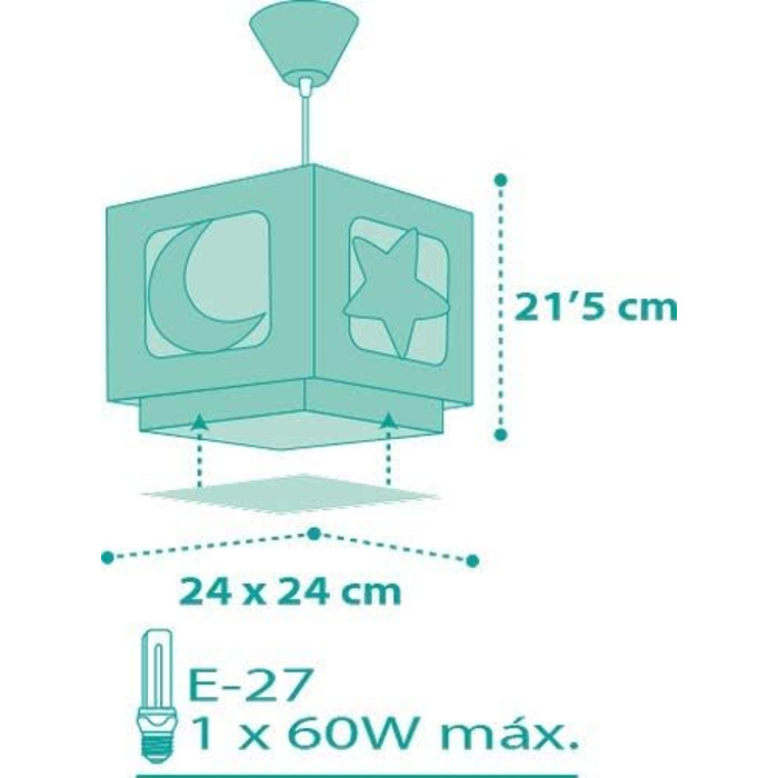 Lamp for children's room, children's lamp pendant light, ceiling light for children, ceiling lamp for children's room, Moon and Stars Blue MoonLight, 63232T, E27