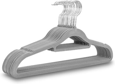 Набір вішалок для одягу UTTAM Samt - 50 шт. з кріпленням для краваток та 360° гачком, сірого кольору