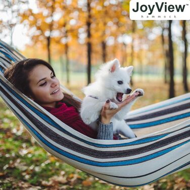 Гамак подвійний бразильський JoyView 220x150 см, бавовна, смугастий зелено-жовтий, до 204 кг, для тераси, саду, відпочинку