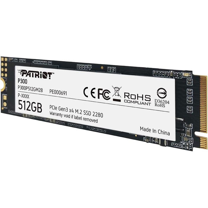 SSD Patriot P300 512GB NVMe PCIe Gen 3x4 M.2 2280 - Внутрішній SSD накопичувач
