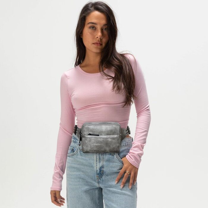 Women's Fanny Pack, Small Crossbody Bag for Women, PU Leather Theft-Proof Water-Resistant Belt Bag Women's Hip Bag for Outdoor Sports, Travel, Cycling (Gray 2)