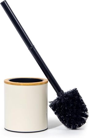 Набір для туалету Greelue: щітка для унітазу з дерев'яною ручкою та підставкою з нержавіючої сталі, бежевий