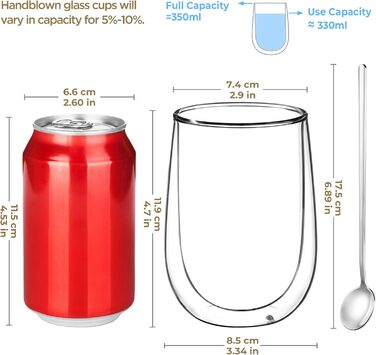 Набір склянок для лате макіато Glastal 350 мл (6 шт) з подвійними стінками, Borosilikatglas, для кави, чаю, напоїв