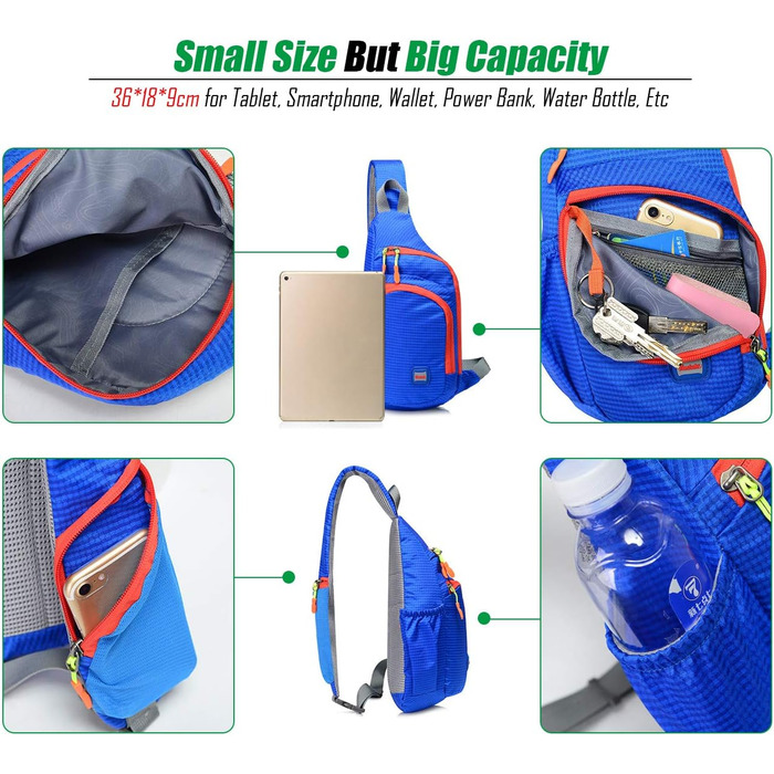 Водонепроникний рюкзак-слінг з нейлону з нагрудною кишенею для чоловіків та жінок, Gisdanchz, 36*18*9 см, в клітинку, зелений