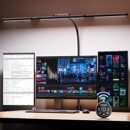 Настільна лампа EYOCEAN з 3 джерелами світла, 24W, 100см, з пультом ДК, диммер, гнучкий гусак, матовий чорний