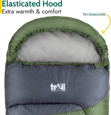 Дитячий спальний мішок Trail Mumienschlafsack 3 сезони для кемпінгу – 300gsm – для хлопчиків та дівчаток – з легким рюкзаком (Хакі)