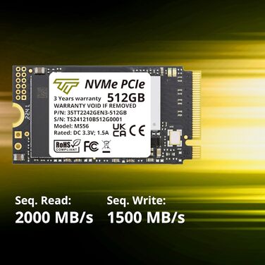 Timetec SSD PCIe 4.0 512GB Gen3x4: Швидкий накопичувач для PS5, PC, Laptop (M.2 2280, NVMe, Phison E27T, 2000TBW)