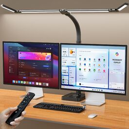 Стільна настільна LED-лампа 24W з регулюванням яскравості та 4-сегментним гнучким світильником, чорна