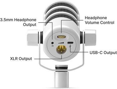 Rode PodMic USB/XLR Динамічний мікрофон для подкастів, білий + стійка keepdrum MS032
