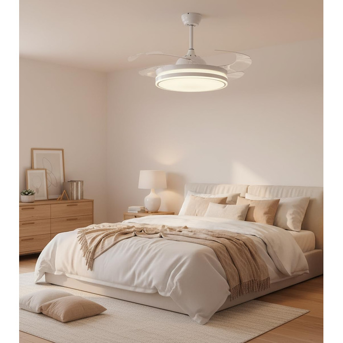 Вентилятор стельовий Bel Air Asgard 108 см з LED, DC-мотор, пульт, 3 режими, білий MINI