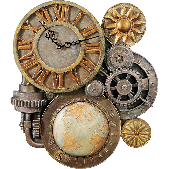 Design Toscano Sculptural Wall Clock, Dimensions: 5 x 15 x 44.5 cm