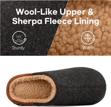 Чоловічі халати-домашні тапочки LongBay з м'якою піною Memory Foam та Sherpa-підкладкою, теплі, чорні, 43 EU