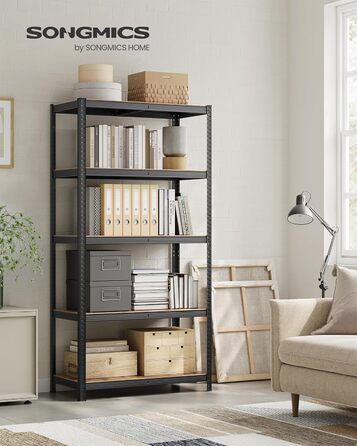 SONGMICS Industrial 5-Tier Shelf Unit - Vintage Brown & Black (60x120x200cm)