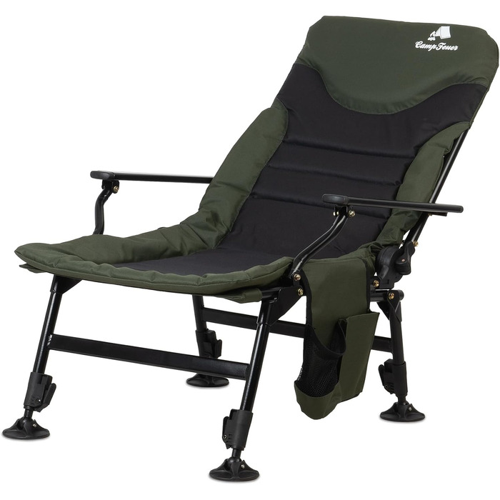 Крісло розкладне CampFeuer Angelstuhl для кемпінгу, риболовлі та відпочинку на природі (темно-зелений/чорний)