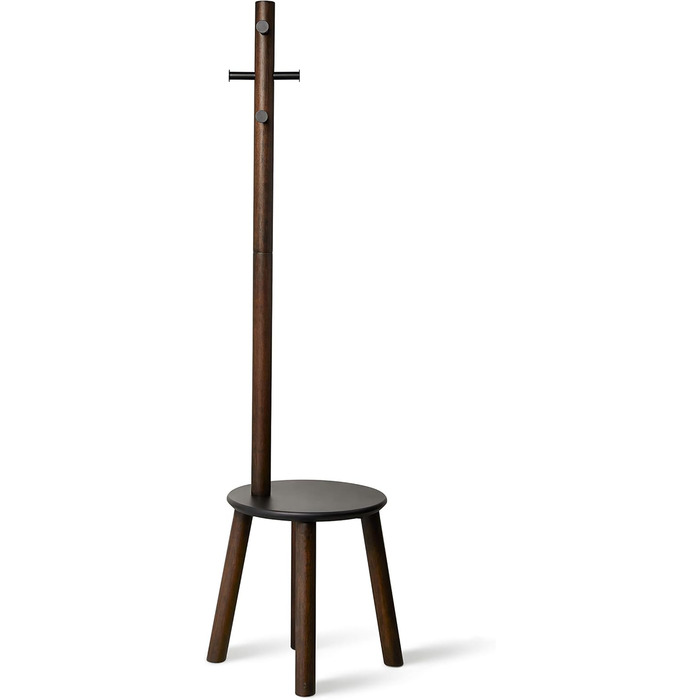 Umbra Pillar Coat Rack with Bench, Default_no_Selection_Value, White/Natural, One Size (Black/Walnut, Coat Rack with Bench)