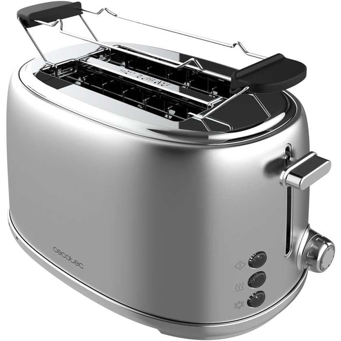 Тостер Cecotec Toaster 2 Scheiben Retro з нержавіючої сталі, 980 Вт, 2 слоти, регулювання потужності, піддон для крихт