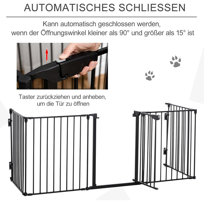 PawHut вольєр для цуценят 2-в-1, розкладний, 300x74.5 см, метал, чорний