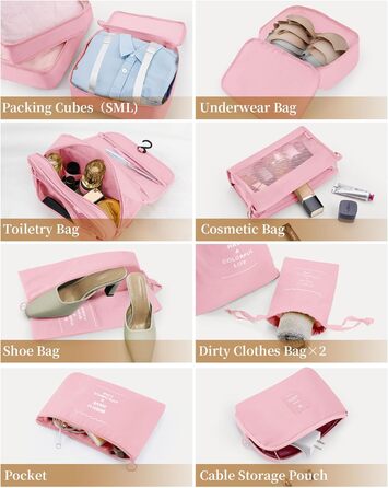 Органайзери для валіз, дорожні аксесуари, водонепроникні сумки-органайзери, 10 шт. Бежевий (Рожевий-11 шт.)