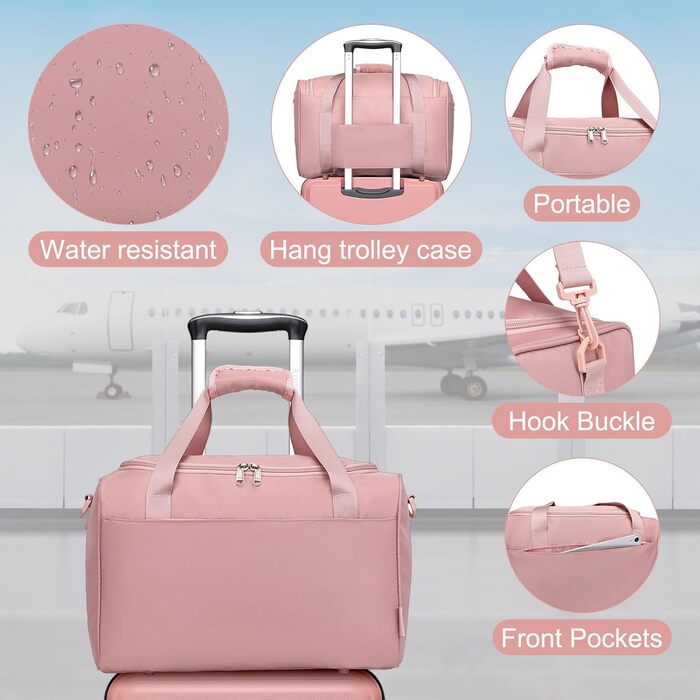 Набір валіз KONO 55 см: 2 валізи, ручна валіза з роликами, набір валіз, сумка для Ryanair, кремово-білий (рожеве золото, 4 валізи)