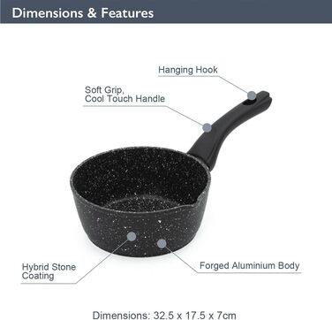 Каструля Blackmoor 16 см з нержавіючої сталі, чорна - каструля з ручкою
