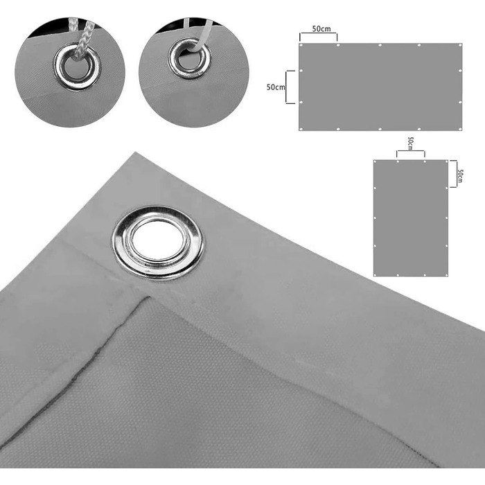 CHBIN Shade Sail for Gazebo Sunset Deluxe 1.5x2M 99% Shade Fabric With Grommets Waterproof SunSail Shade Sail Sun Protection incl. Fixing Ropes For Garden Terrace Balcony, Light Grey, 22073