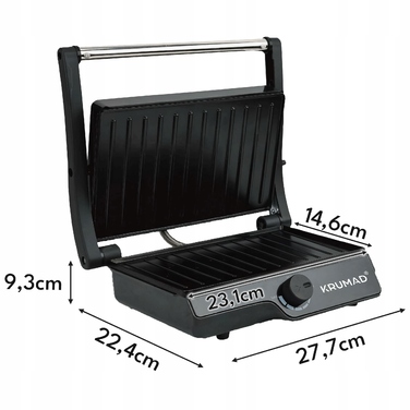 Електричний контактний гриль KRUMAD KMD159, чорний, 2000 Вт