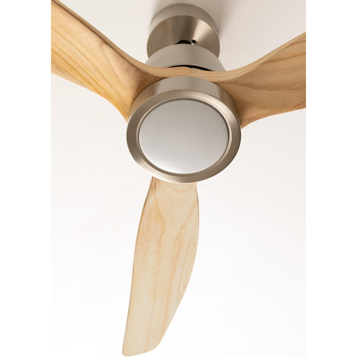 Стеляний вентилятор WINDSTYLANCE з натурального дерева з підсвічуванням, Ø132 см, Wi-Fi, пульт ДК, 6 швидкостей, DC-двигун, літньо-зимовий режим