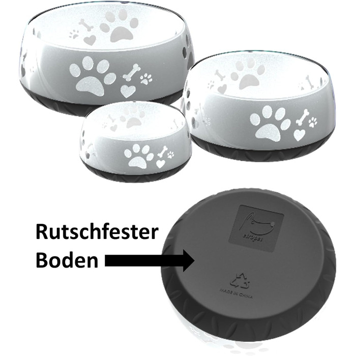 Миска для собак маленьких, середніх та великих порід, нековзна, об'єм 1010 мл, сіра (M)
