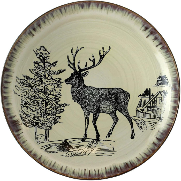 Набір посуду Elama Rundes з 16 предметів, кераміка, ошатний дизайн, океановий блакитно-зелений та зелений, з елементами теплого таупового та коричневого кольорів