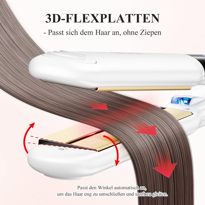 ANLAN 2-в-1 випрямляч та завивачка для волосся, професійний іонізатор, антистатичний, з червоним та інфрачервоним світлом, для гладкого та блискучого волосся, керамічне покриття 150-230°C, LCD-дисплей